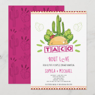Taco "Bout Kärlek Par Förlovning Fiesta Rosa Inbjudningar