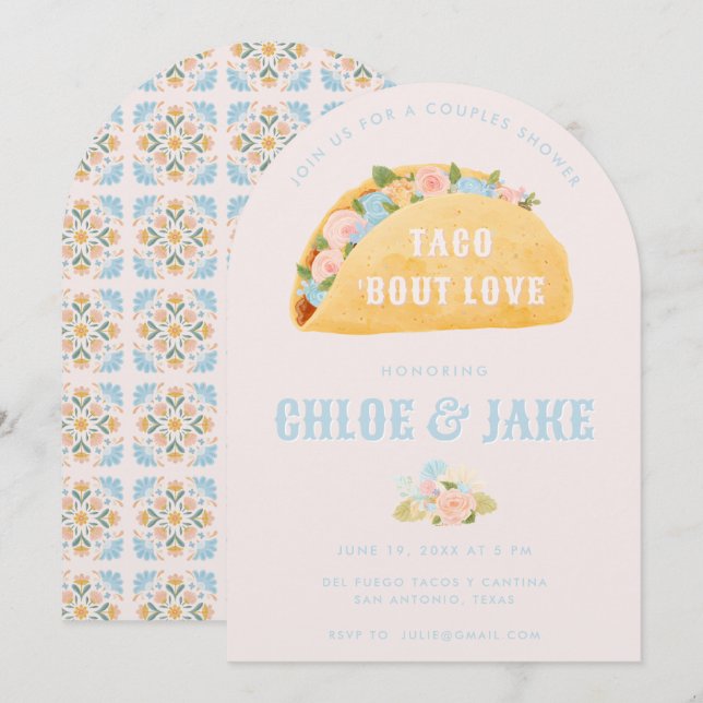 Taco 'Bout Love Couple's Shower Invitation Inbjudningar (Fram/baksida)