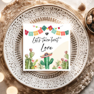 Taco Bout Love Fiesta Vattenfärg Kaktus Bröllopsdu Pappersservett