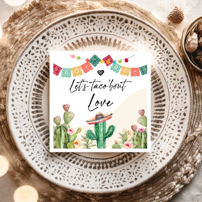 Taco Bout Love Fiesta Vattenfärg Kaktus Bröllopsdu Pappersservett (Skapare uppladdad)