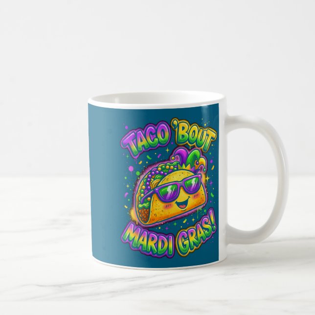 Taco Bout Mardi Gras Fat Tuesday Funny Mexican Foo Kaffemugg (Höger)