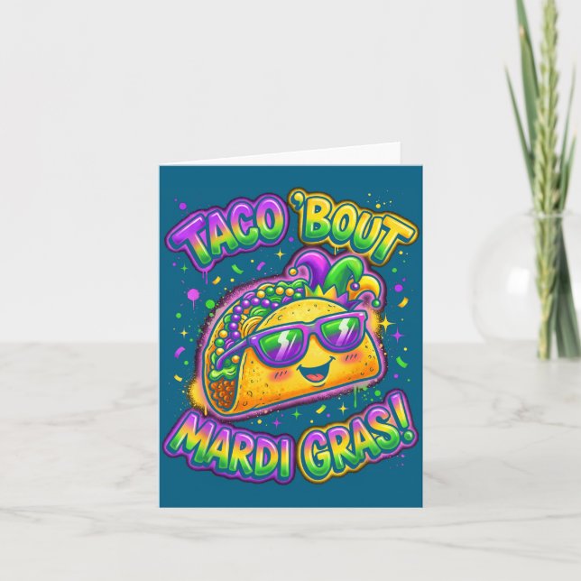 Taco Bout Mardi Gras Fat Tuesday Funny Mexican Foo Kort (Framsida)