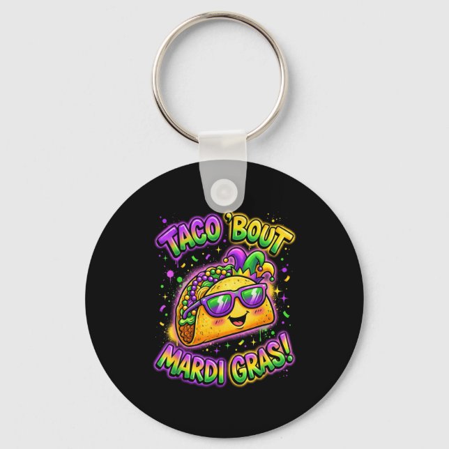 Taco Bout Mardi Gras Fat Tuesday Funny Mexican Foo Nyckelring (Framsida)