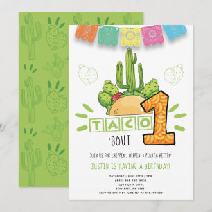 Taco Bout One Fiesta, första födelsedagen Inbjudningar