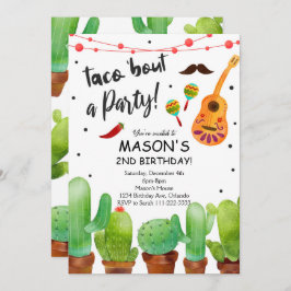 Taco Bout Party Fiesta Watercolor Cactus Inbjudan