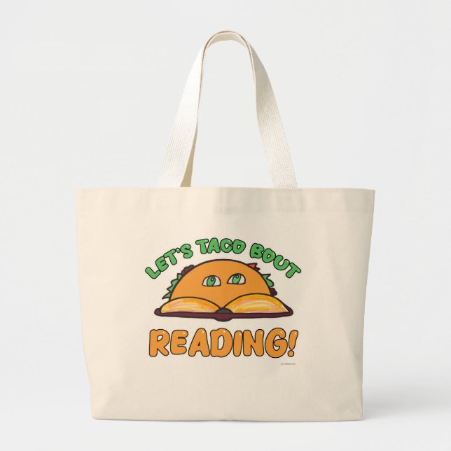Taco Bout Reading Roligt Bok Älskare Tecknad Jumbo Tygkasse (Framsidan)