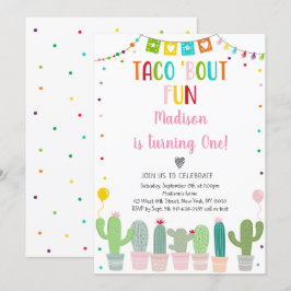 Taco Bout Roligt Cactus Fiesta Girl Birthday Inbjudningar