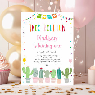 Taco "Bout Roligt Fiesta First Birthday Inbjudningar