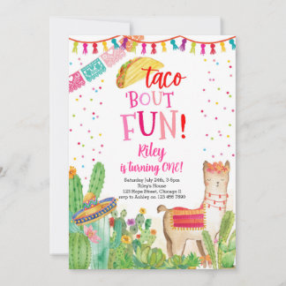 Taco Bout Roligt Fiesta Girl, 1:a födelsedagsinbju Inbjudningar