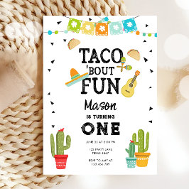 Taco Bout Roligt Uno Fiesta Boy 1:a födelsedag Inbjudningar