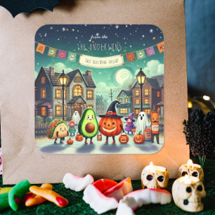 Taco 'Bout Spook-tacular   Halloween-godis  Fyrkantigt Klistermärke