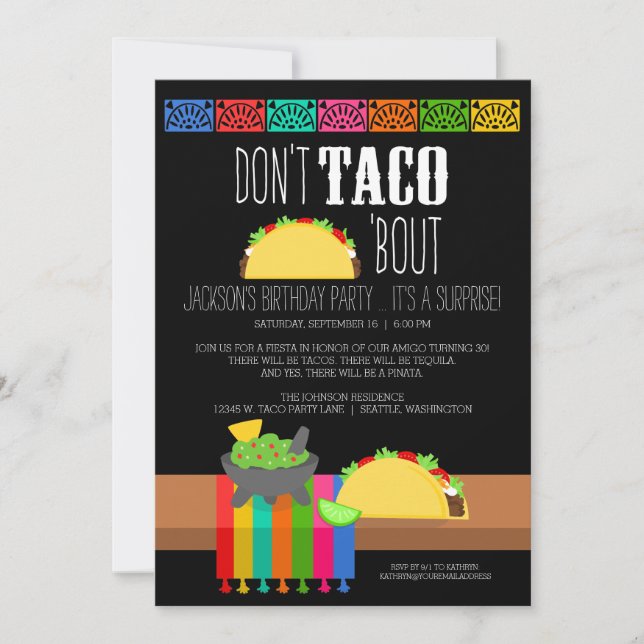 Taco "Bout Surprise Birthday" Inbjudningar (Framsida)