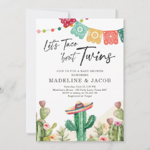 Taco Bout Twillingars Fiesta Cactus Watercolor Bab Inbjudningar