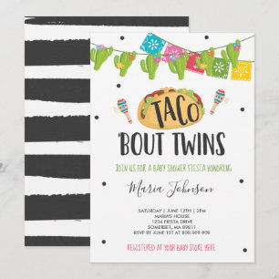 Taco 'Bout Twillingars Fiesta Twin Baby Shower Inbjudningar