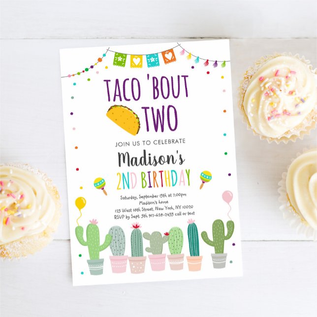 Taco "Bout Two Fiesta Cactus Birthday Inbjudningar (Skapare uppladdad)