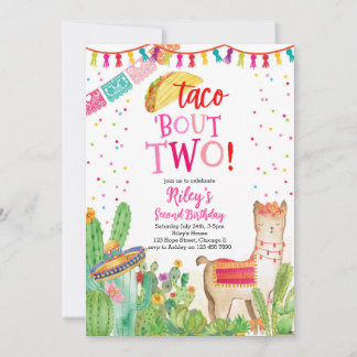 Taco Bout Two Fiesta Girl 2:a födelsedagsinbjudan Inbjudningar