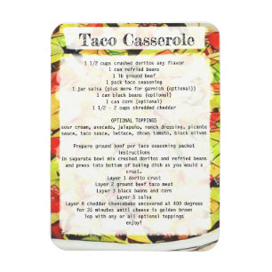 Taco casserole recept-kort magnet