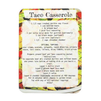 Taco casserole recept-kort magnet