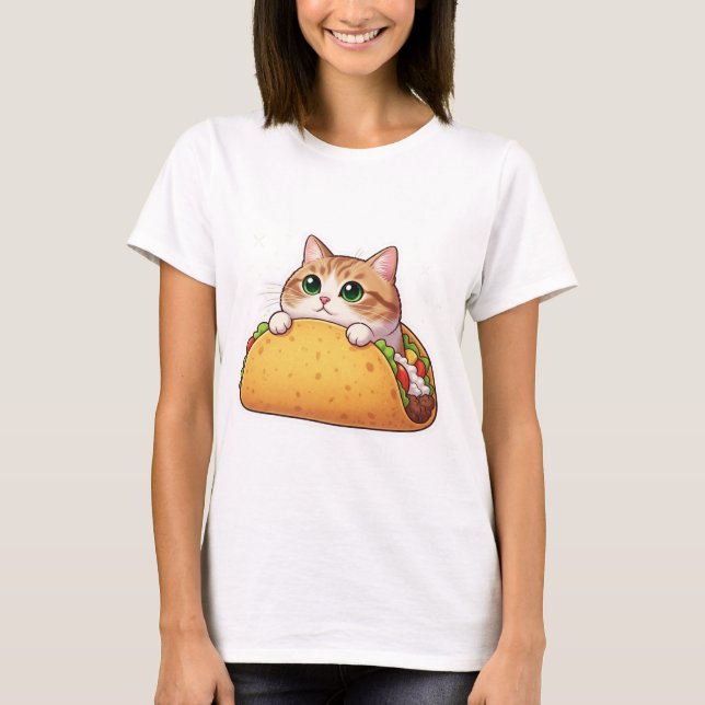 Taco Cat | Cute Kattunge i Taco | Puerfully Tasty T Shirt (Framsida)