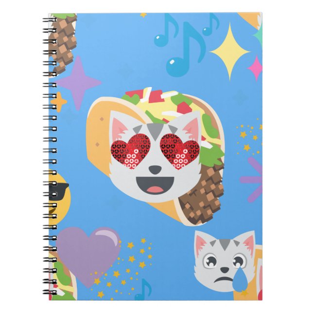 taco cat emoji anteckningsbok med spiral (Framsidan)