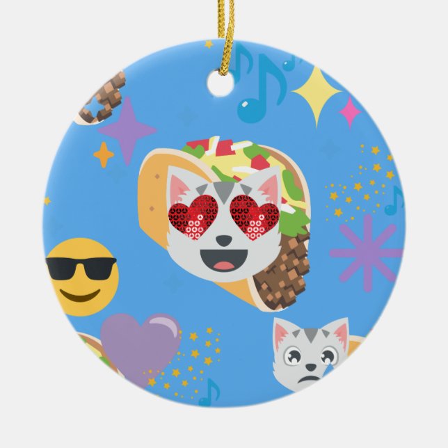 taco cat emoji julgransprydnad keramik (Framsidan)