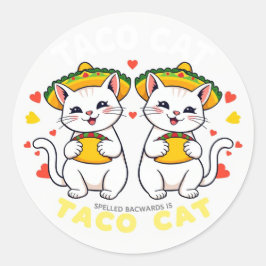 Taco Cat Fiesta Söt Kawaii Cinco de Mayo Chibi Runt Klistermärke