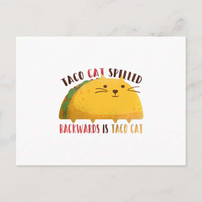 Taco Cat har stavats bakåt och är Taco Cat Vykort (Framsida)