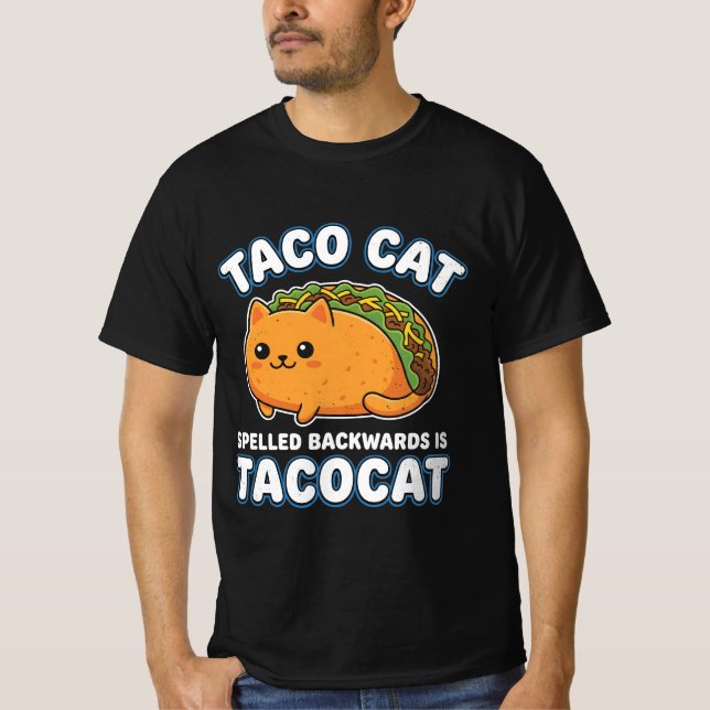 Taco Cat Linje Konst Estetisk Rolig Modern T-SHIRT (Framsida)