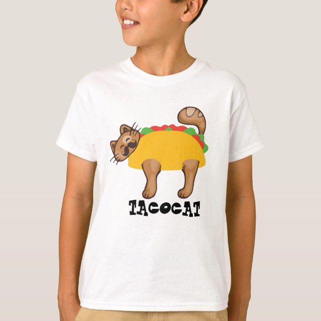 Taco Cat Palindrom Tröja - Rolig Katt Humor T-shir (Framsida)