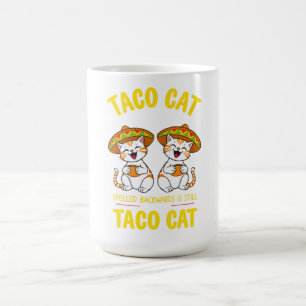 Taco Cat Stavade Baklänges Roligt Cinco de Mayo Kaffemugg