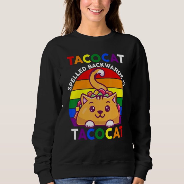 Taco Cat Stavfel Baklänges Är Taco Cat Regnbåge T Shirt (Framsida)