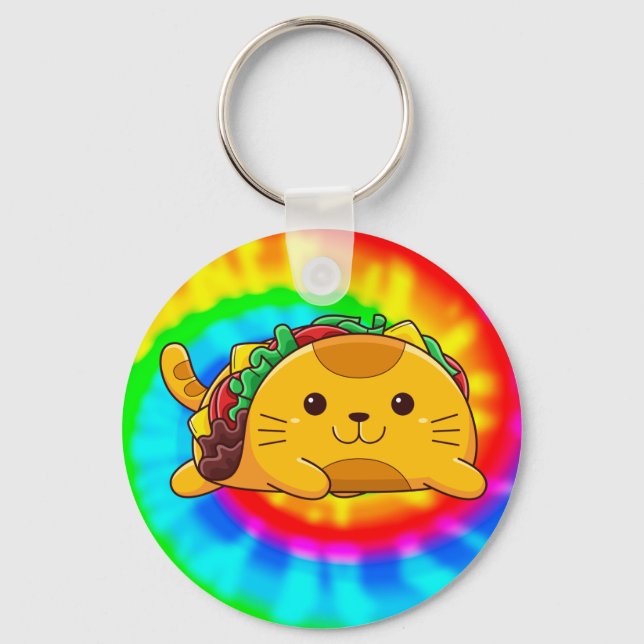 Taco Cat | Tie Dye Nyckelring (Framsida)