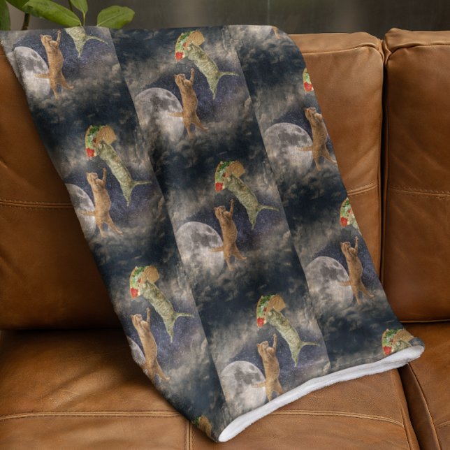Taco Cats med Måne och Universe Fleecefilt (Taco Cats with Moon & Universe Fleece Blanket)