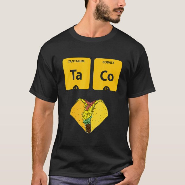 Taco Chemical Inslag Periodic Bord Taco T Shirt (Framsida)