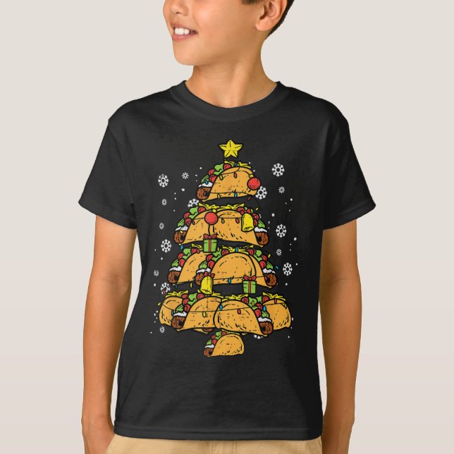 Taco Christmas Tree Xmas Mexican Food  T Shirt (Framsida)