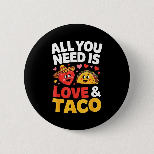 Taco cinco de mayo kärlek söt hjärta sombrero mat knapp (Framsida)