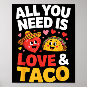 Taco cinco de mayo kärlek söt hjärta sombrero mat poster