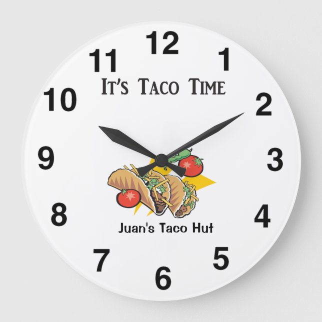Taco Clock - Mexikanska restaurangväggslussen Stor Klocka (Framsida)
