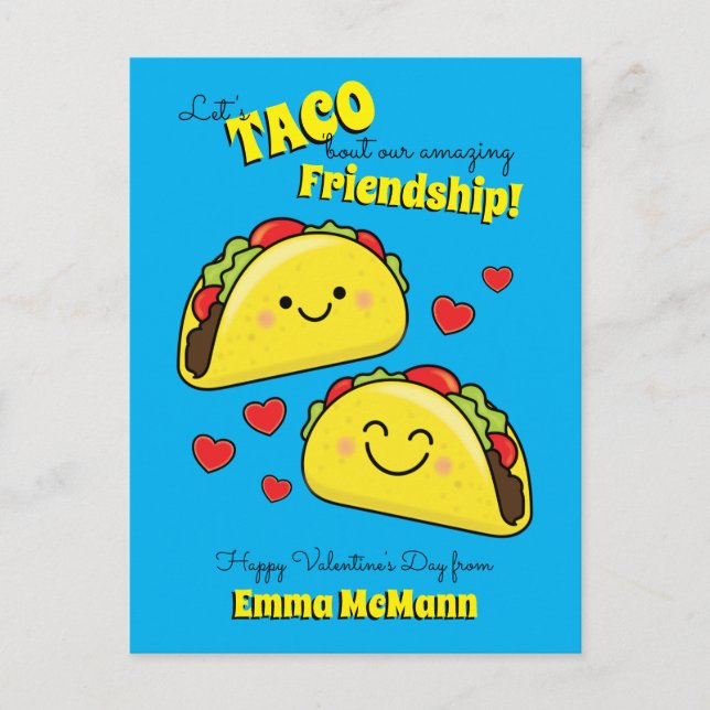 Taco Cute Kids Klassrumsvalentin Korthälsning Vykort (Framsida)