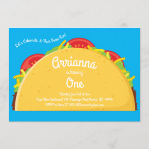 Taco Cute Mexican Food Kids 1st Birthday Party Inbjudningar
