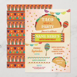 Taco Fiesta Födelsedagsfest Mexican Bright Roligt Inbjudningar