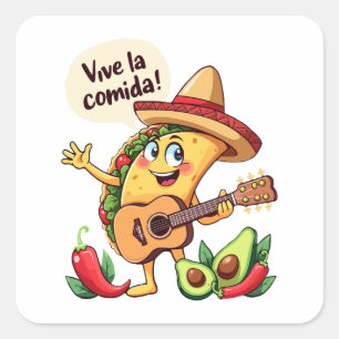 Taco Fiesta mit Gitarre und hispanischem Flair Fyrkantigt Klistermärke