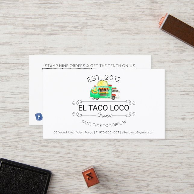 Taco Food Lastbil Loyalty Card Lojalitetskort (Fram/Back In Situ)