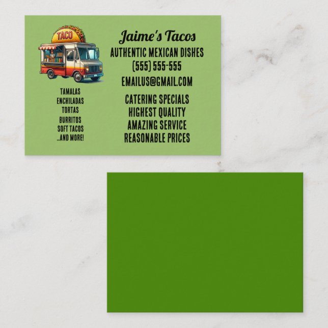 Taco Food Truck Visitkort (Fram/baksida)