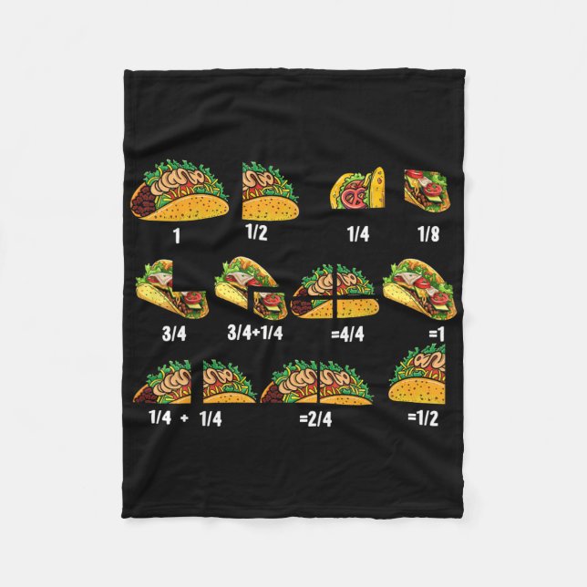Taco Fraction Math Teacher Back to school Educati Fleecefilt (Framsidan)