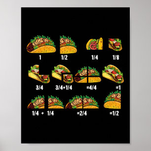 Taco Fraction Math Teacher Back to school Educati Poster