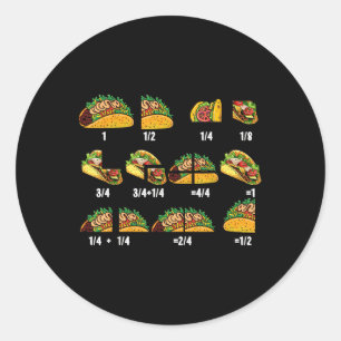 Taco Fraction Math Teacher Back to school Educati Runt Klistermärke