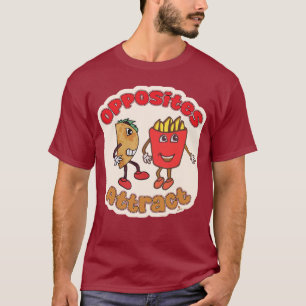 Taco Fry Opposites Attract Funny Food Tecknad T Shirt