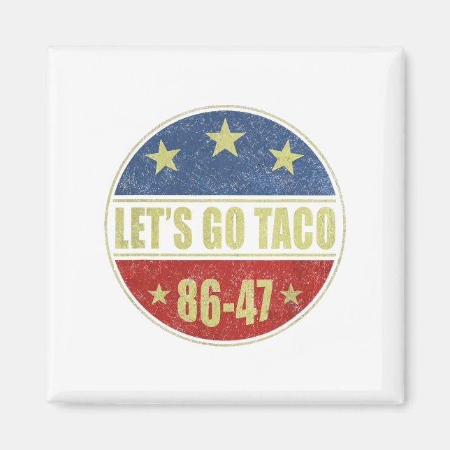 Taco Funny Låt oss Gå Taco Retro-knapp Magnet (Framsidan)