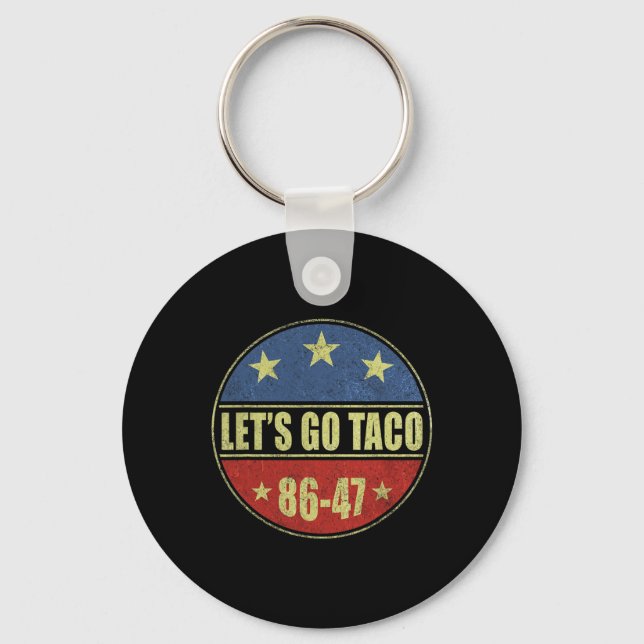 Taco Funny Låt oss Gå Taco Retro-knapp Nyckelring (Framsida)